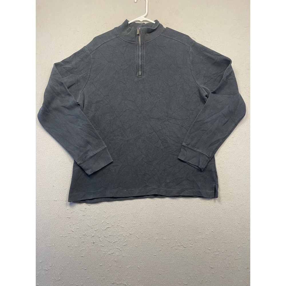 Merona Quarter Zip Pullover Cotton Polyester Black Large Mens